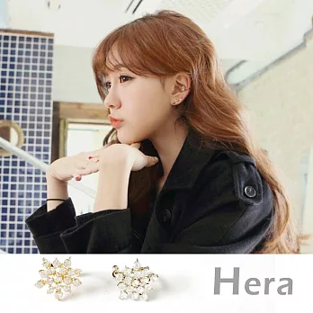 【Hera】赫拉 韓版五角星形雪花滿水鑽耳環/耳骨夾(2色)金色