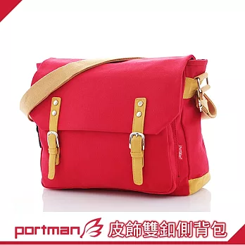 PORTMAN 皮飾雙釦IPAD側背包 PM131015 熱情紅