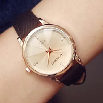 Watch-123 同班同學-茶晶面單寧布紋韓式小錶盤腕錶 (4色可選)黑色