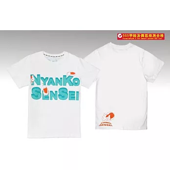 夏目友人帳-潮流T-shirt(貓咪老師嬉文字)M白色