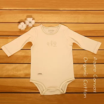 【藍天畫布】柔適系列~100%有機棉嬰幼兒長袖連身衣/包屁衣-綠意小樹90原米色