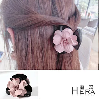 【Hera】赫拉 麂皮雙面山茶花馬尾鯊魚夾/抓夾(四色)粉色