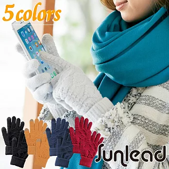 Sunlead 螢幕觸控。保暖防寒立體針織織紋手套(黑色)