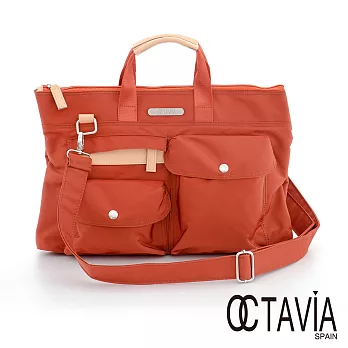 OCTAVIA 8 真皮 - EASY系列 法國味公事包 多功能11吋肩背二用筆電手提包 - 泥紅桔泥紅桔