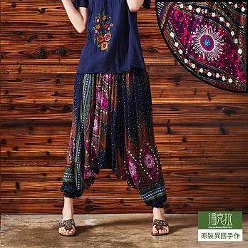 【潘克拉】繽紛孔雀飛鼠連身褲(2色)-F　FREE深藍桃