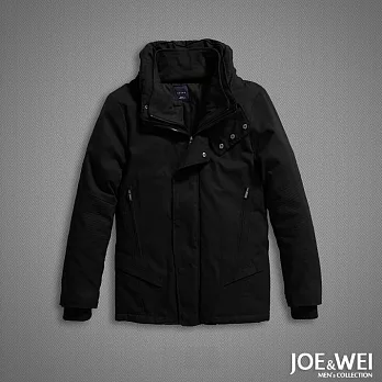 【JOE & WEI】假兩件雙層高領鋪棉外套(2色)-M-XL　M黑