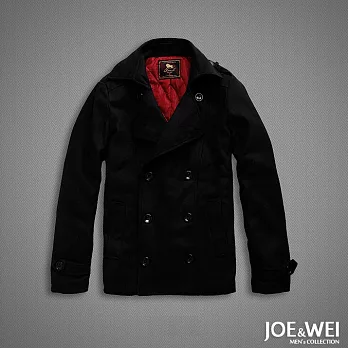 【JOE & WEI】雙排扣軍裝鋪棉短大衣(2色)-M-XL　M黑