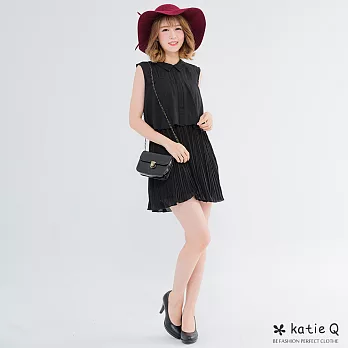 【KT】氣質層次百褶裙洋裝(黑)-F　FREE黑