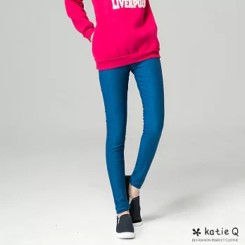 【KT】素色釦頭彈性窄管褲-M-L　M寶藍