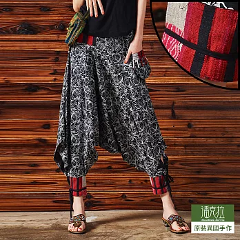 【潘克拉】編織鬆緊腰束腳飛鼠褲(葉片)-F　FREE葉片