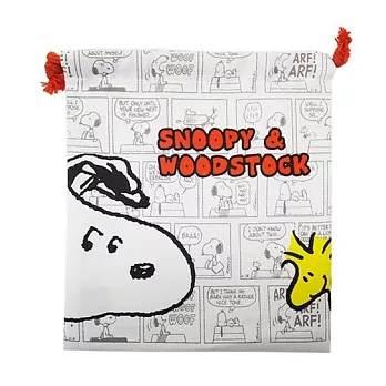 【日本進口正版】史努比 Snoopy 帆布 束口袋/收納袋 PEANUTS -漫畫款