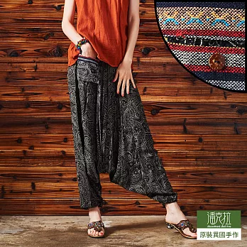 【潘克拉】編織螺旋變形花紋飛鼠褲-F　FREE黑