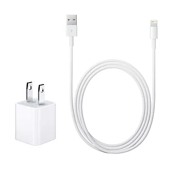 Apple iPhone/iPad 5W USB 旅行充電器MD810+Lightning 對 USB 連接線組 (1公尺-密封袋裝)單色
