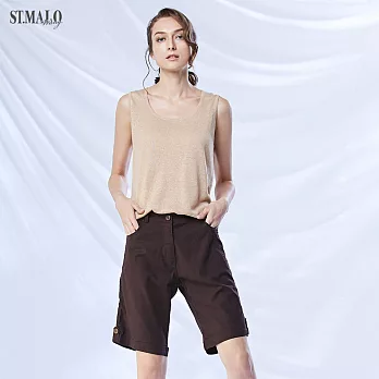 【ST.MALO】特選設計款亞麻短褲-1674WP-M深咖啡