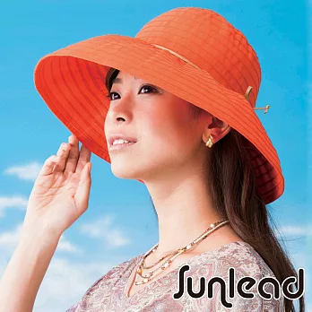 Sunlead 可塑型折邊款。日系寬圓頂寬緣輕量防曬軟帽 (橙橘色)
