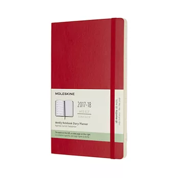 MOLESKINE 日程系列/2017-18年18M週記本/軟殼13*21/大型LARGE/紅