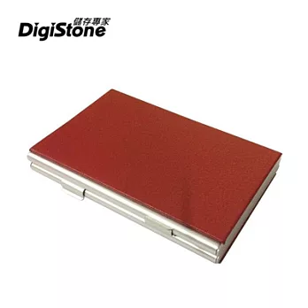 DigiStone 仿皮革超薄型Slim鋁合金 12片裝雙層多功能記憶卡收納盒(4SD+8TF)-紅X1P【鋁合金外殼+仿皮革】