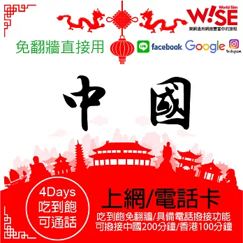 Wise-sim樂網通中國大陸+香港＋澳門30天2GB上網卡