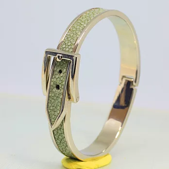 泰國珍珠魚紋鋼環‧皮帶扣造型自然草地綠
