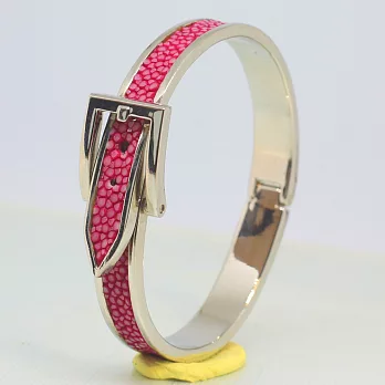 泰國珍珠魚紋鋼環‧皮帶扣造型十里桃花紅