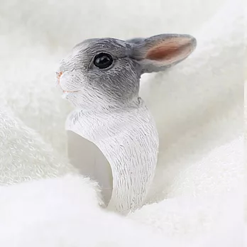 AmaZing 動物派對-Zakka風療癒系仿真動物樹脂戒指 (兔子)