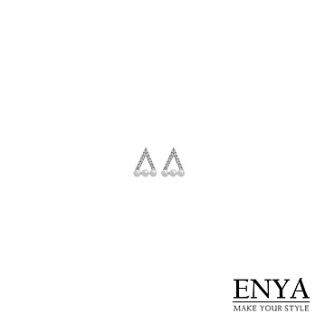 Enya★925銀 珍珠三角造型耳環銀色