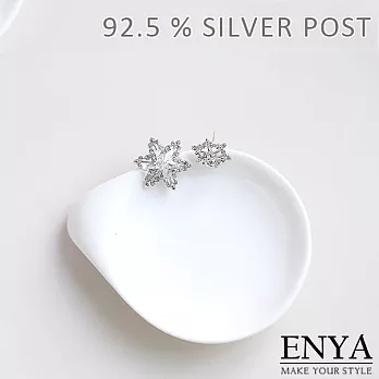 Enya★925銀 不對稱 施華洛世奇水鑽耳環白色