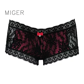 【MIGER密格內衣】浪漫甜美蕾絲中低腰平口內褲-台灣製-(編號：6939)黑色