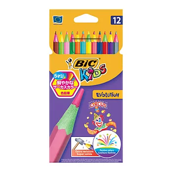 【BIC】KIDS 馬戲團撞色繽紛色鉛筆12色