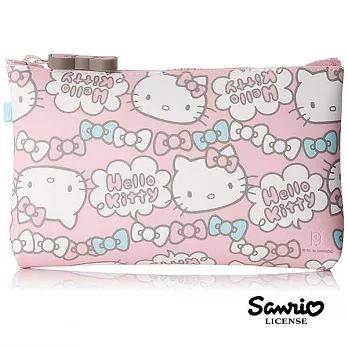 【日本進口正版】三麗鷗 Hello Kitty 矽膠 防潑水 筆袋/化妝包/收納包 -粉紅款