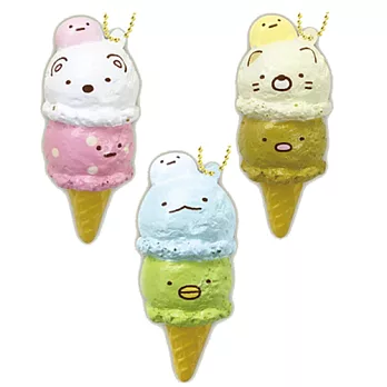 【日本進口正版】San-X 角落生物 冰淇淋造型 捏捏樂 吊飾/軟軟 -北極熊款