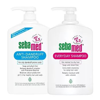 sebamed 施巴 油性洗髮乳+溫和洗髮乳1000ml 2入組