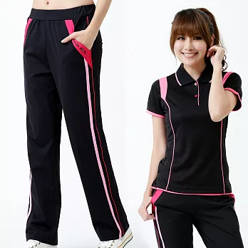 【遊遍天下】台灣製女款抗UV吸濕排汗彈性休閒伸縮長褲(P126)XL黑色