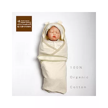 【Azure Canvas藍天畫布】100%有機棉 (天然彩棉)嬰兒柔適彩棉包巾-綠條紋綠條紋