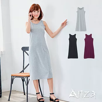 【AnZa】棉料坦克連身長裙 (3色)FREE灰色