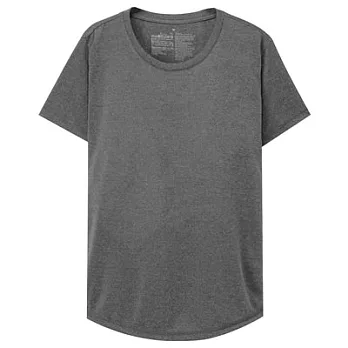 [MUJI無印良品]女吸汗速乾聚酯纖維短袖T恤S墨灰