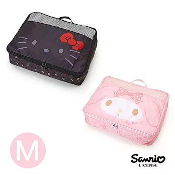 【日本進口正版】三麗鷗人物 M號 可折疊 收納包 防潑水 旅行收納 手提設計 Sanrio -凱蒂貓款