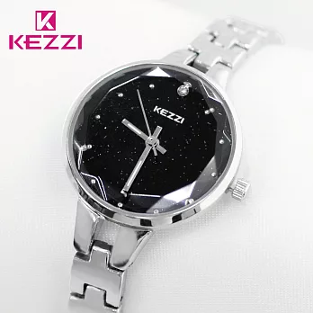 KEZZI珂紫 KW-1700 星光閃亮切割玻璃鏡面手鍊錶 - 銀