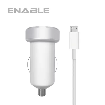 【2年保固】ENABLE CLA 2400雙槽車充 + Micro USB 1M 傳輸線白色