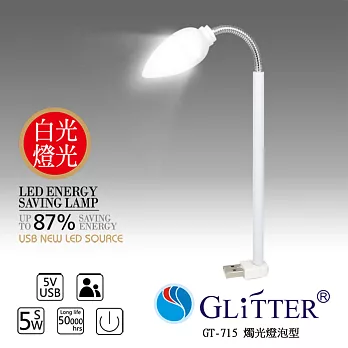 Glitter GT-715 燭光燈泡型 USB LED燈-白色