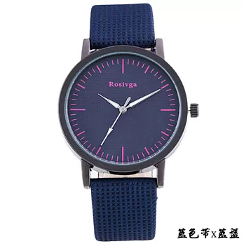 Watch-123 歐陸鐵道極簡潮流軍風經典手錶 (3色任選)藍色帶x藍盤