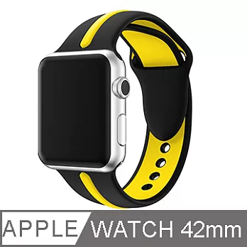 Apple Watch 運動錶帶 簡潔流線黑黃色