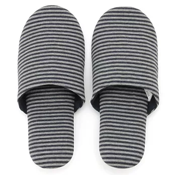 [MUJI無印良品]棉天竺攜帶用拖鞋/雜深藍x雜灰.L.25~27cm用