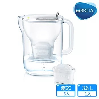 【德國BRITA】Style 3.6L純淨濾水壺+ 4入MAXTRA Plus濾芯_ (共5芯)灰色