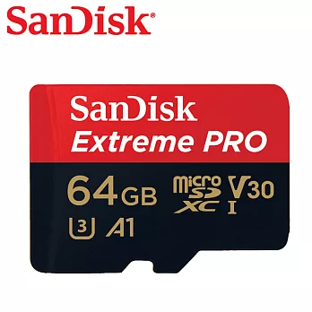 【SanDisk】Extreme PRO microSD UHS-I V30 A1 64G 記憶卡(每秒讀100MB 寫90MB)