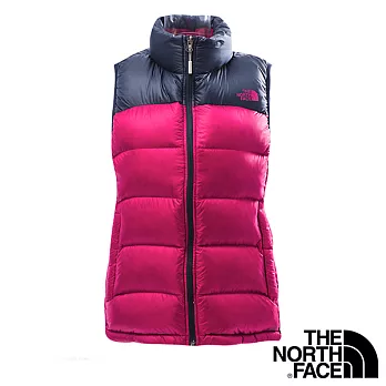 【The North Face】女 800 fill 羽絨背心S紫紅/宇宙藍