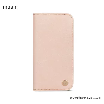 Moshi Overture for iPhone X 側開卡夾型保護套粉紅色