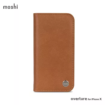 Moshi Overture for iPhone X 側開卡夾型保護套焦糖棕