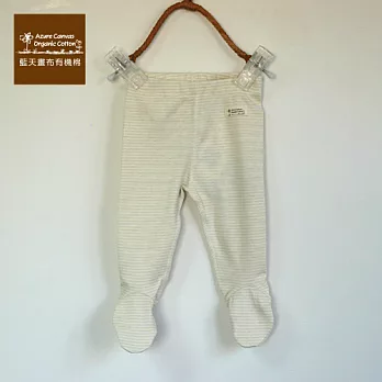 【Azure Canvas藍天畫布】100%有機棉 嬰兒柔適包腳長褲-綠條紋50綠條紋
