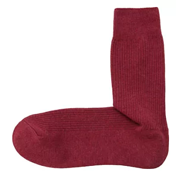 [MUJI無印良品]男有機棉混螺紋直角襪深紅28~30cm